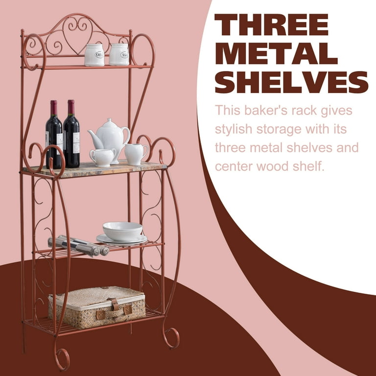 Red metal bakers rack discount