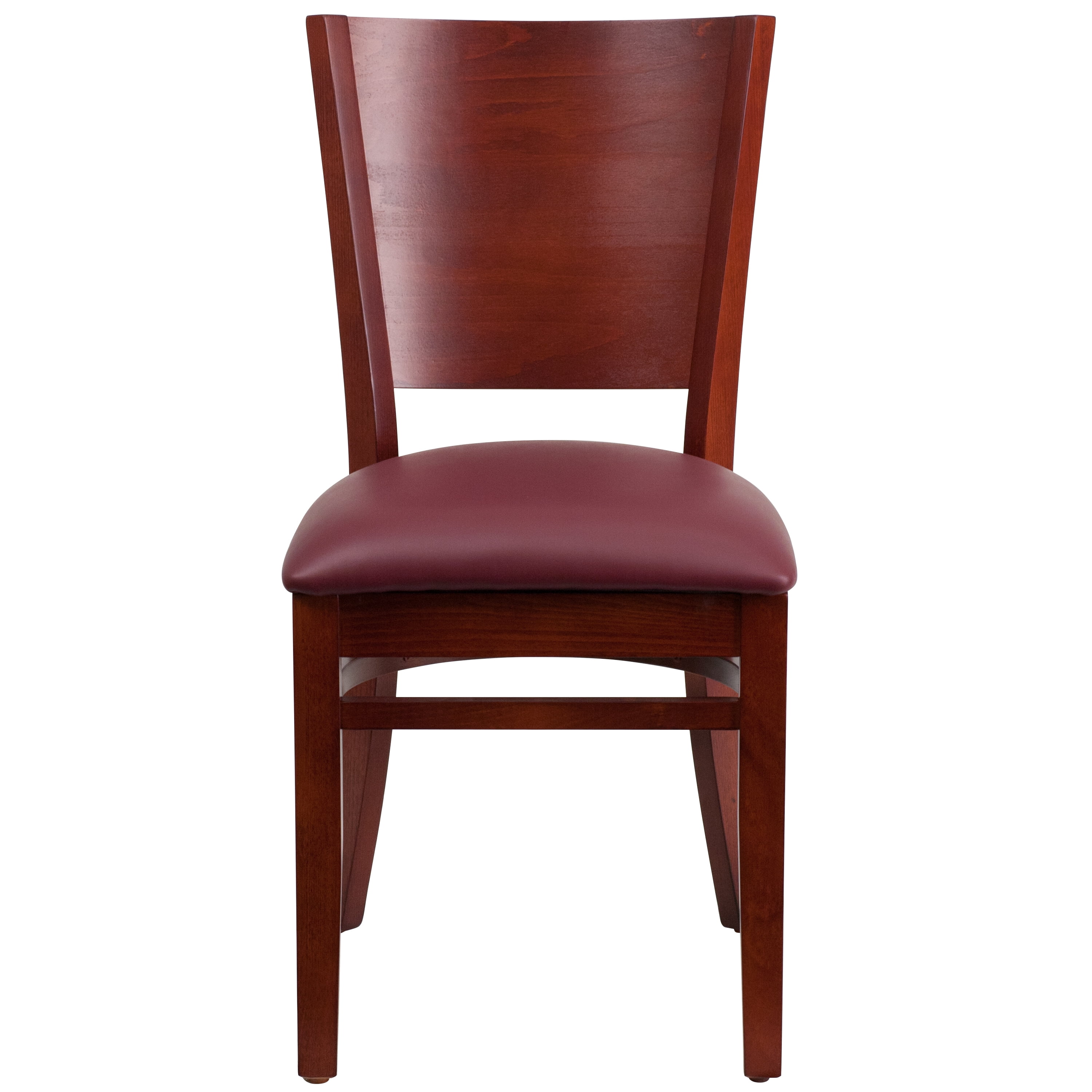 Flash Furniture 2-Pack Lacey Series Solid Back Mahogany Wooden Restaurant Chair, Vinyl Seat, Multiple Colors