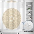 thumbnail image 2 of No Hook Shower Curtain, Beige Boho Shower Curtains for Bathroom with See Through Top Window, Retro Farmhouse Ethnic Abstract Geometric Art Waterproof & Washable Bath Curtain 66"x72", 2 of 9