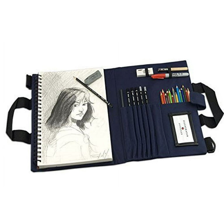 Creative Mark Sketch Folio Waterproof Art Storage with Sketchbook 9x12,  Carry Handle Art Portfolio for Kids & Adults - Ideal for Watercolor Pens,  Art Bag with Pockets for Brushes & Small Art