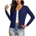thumbnail image 4 of XUNKUSGA Women's Cardigans Long Sleeve V-Neck Button Down Cardigan Sweaters for Women Lightweight Ladies Scalloped Shrugs Jacket for Dresses Summer, 4 of 8