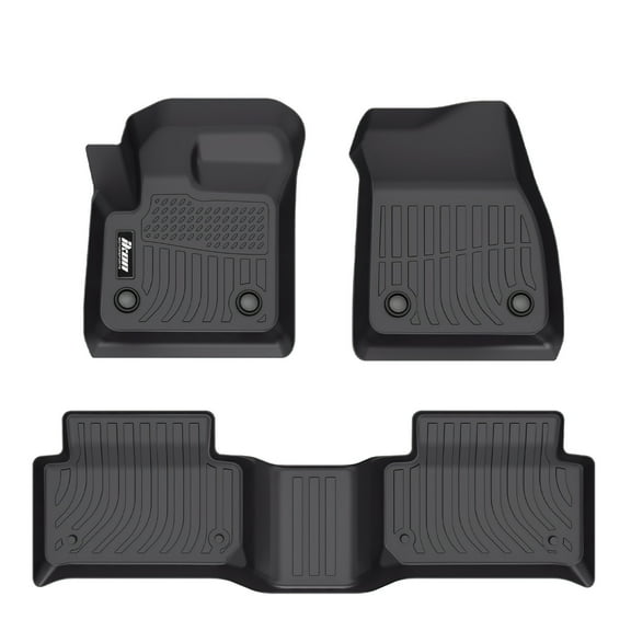 Ikon Motorsports 3D TPE Floor Mats, Compatible with 2020-2025 Land Rover Range Rover Evoque, All Weather Waterproof Non-Slip Floor Liners, Front & 2nd Row Full Set Interior Accessories, Black