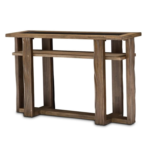 Michael Amini Del Mar Sound Wood & Glass Console Table in Boardwalk Brown