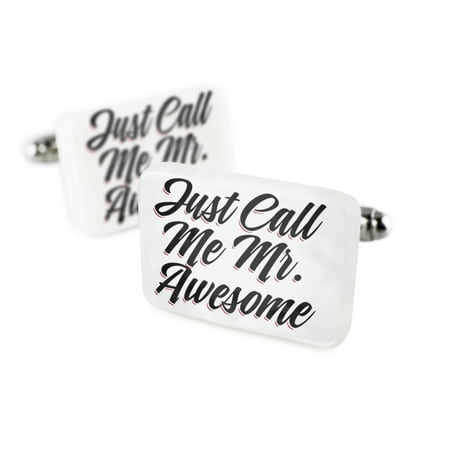 Cufflinks Vintage Lettering Just Call Me Mr. Awesome Porcelain Ceramic NEONBLOND