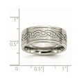 thumbnail image 6 of Chisel Stainless Steel Brushed and Polished Scroll Design 9mm Ridged Edge Band, 6 of 6