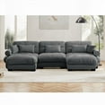 thumbnail image 2 of Modern 3-Seat Corner Sofa with Grey U Shape Modular Sectional, Soft Velvet Fabric, 220×80×75cm, Convertible & Water-Resistant, 2 of 14