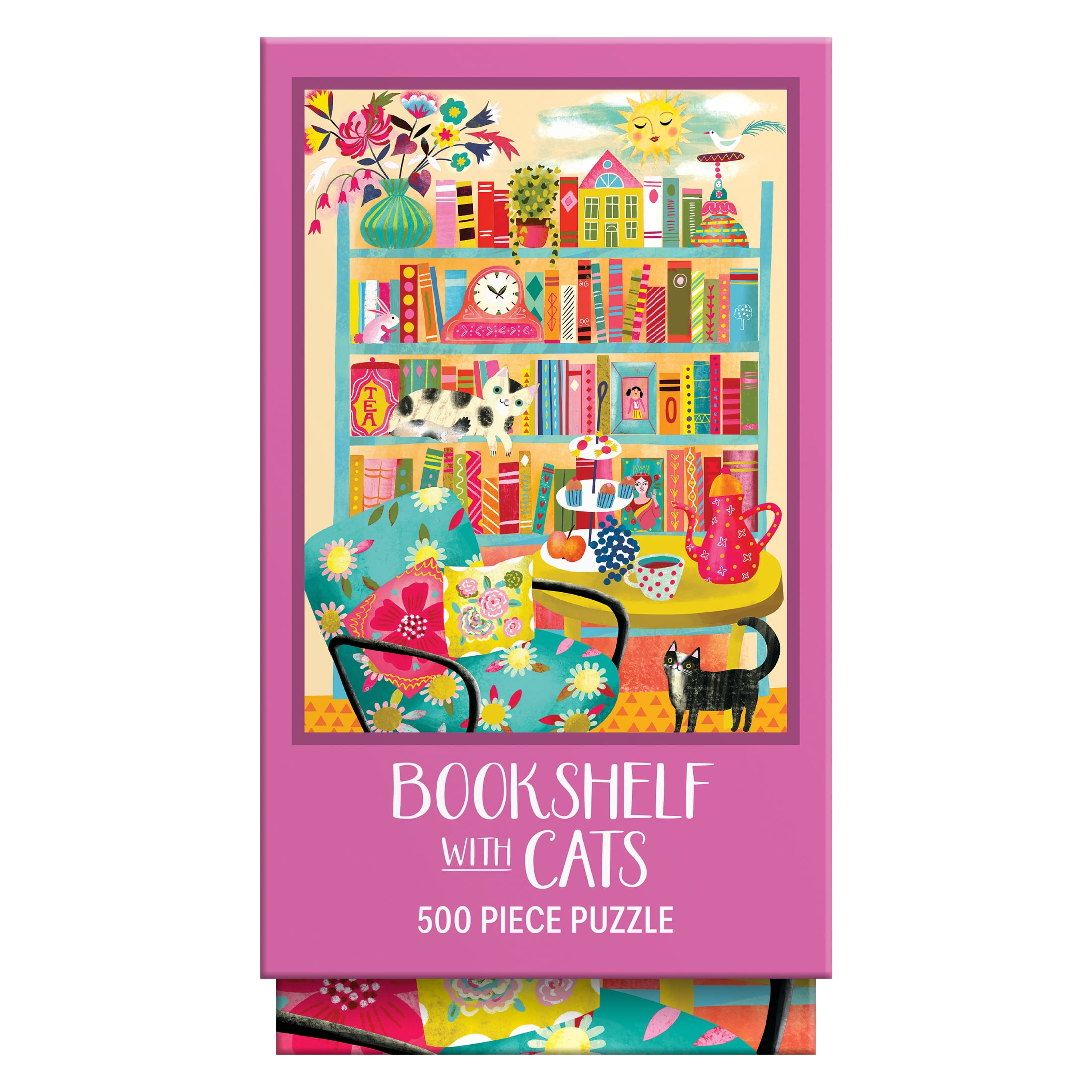 RoseArt - Vertical Visions 500 pièces - Bibliothèque avec chats - Puzzle à emboîter pour adultes