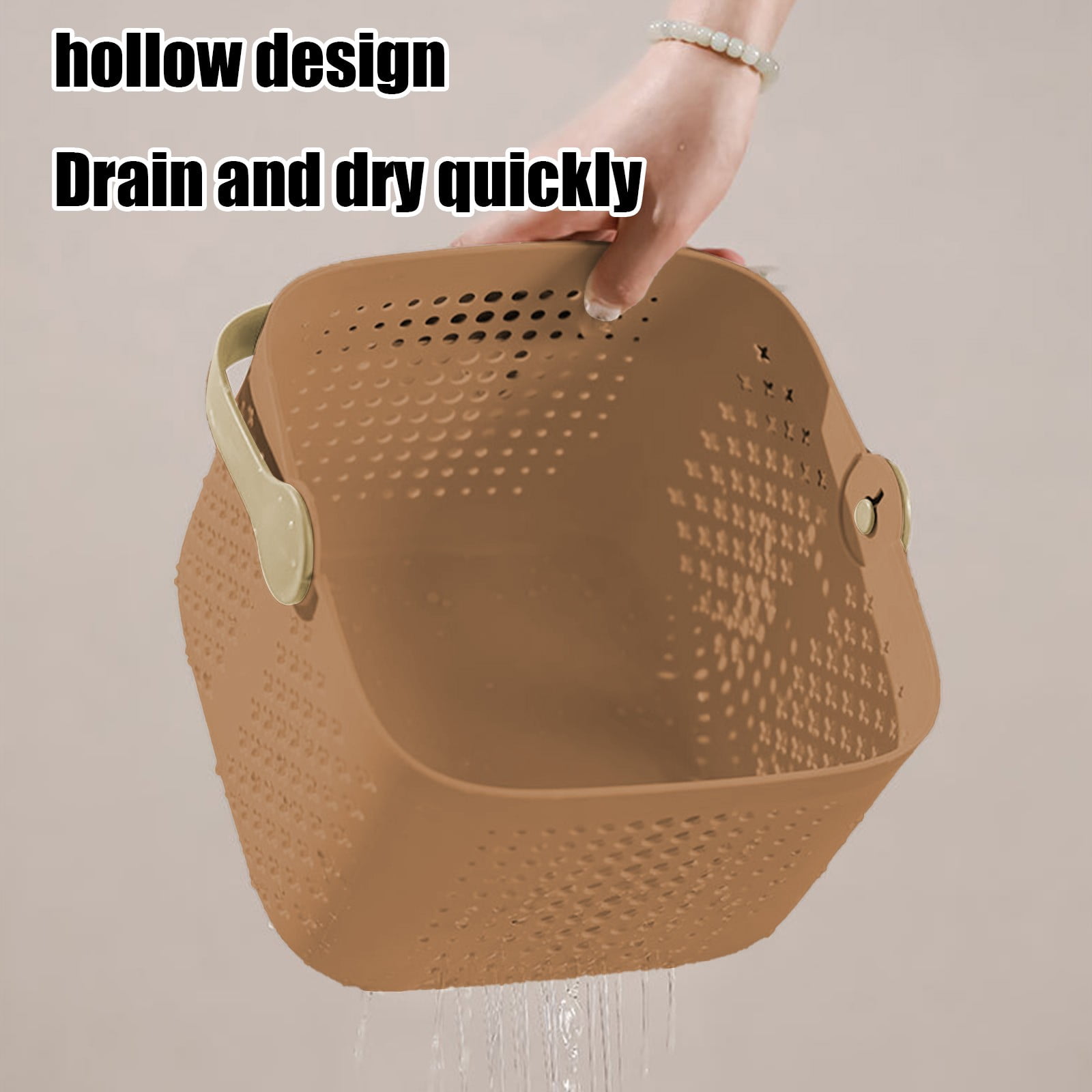 Hands Held Bath Basket, Luxury Bathroom Storage with Drainage, Wet and Dry Separation Shower Organizer for Toiletries and Bath Supplies