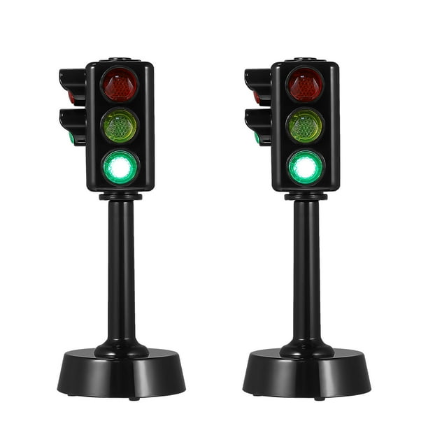 TOYANDONA 2 semáforos con soporte, rojo, verde y amarillo, para señalización de tráfico y cruce peatonal.