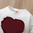 thumbnail image 5 of 6 Months Infant Baby Girls Outfits 6-9 Months Infant Baby Girls Long Sleeve Heart Print Top Ruffle Pants 2PCS Fall Winter Clothes White, 5 of 8