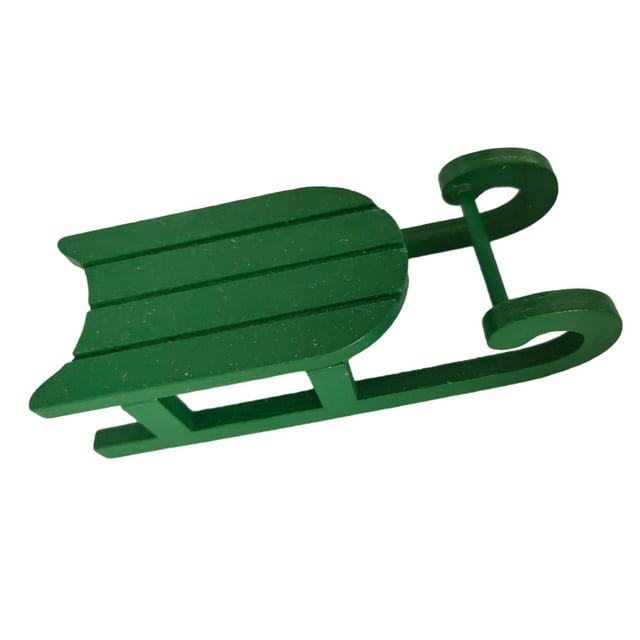 Simulación de trineo de madera Adorno de trineo navideño Muebles Accesorios Casa de muñecas Verde