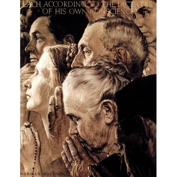 Marmont Hill "Freedom of Worship" by Norman Rockwell Painting Print on Canvas