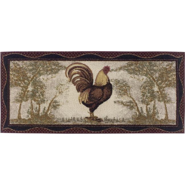 PRINTED KITCHEN RUG nonskid latex back 18" x 30" 2 ROOSTERS by Mystique 