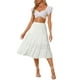 thumbnail image 2 of Falda midi de estilo CHIC para mujer, sólida, con cintura elástica, en línea A, con volantes y bolsillos, talla XS, blanca, 2 of 6