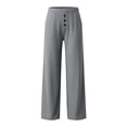 thumbnail image 6 of Noric Women Straight Leg Pants High Waisted Casual Elastic Waistband Button Front Pockets Loose Fit Workout Yoga Trousers, 6 of 8