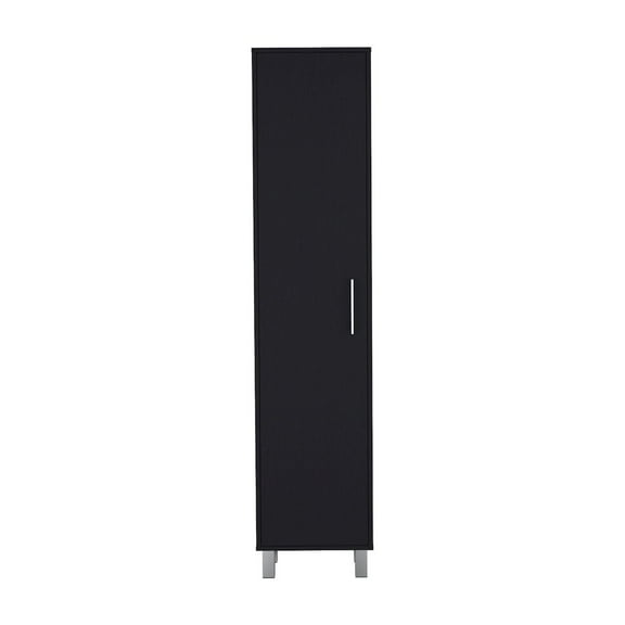 Depot E-Shop 70.8H" Tall Narrow Storage Cabinet with 5-Tier Shelf, 3 Broom Hangers, Black