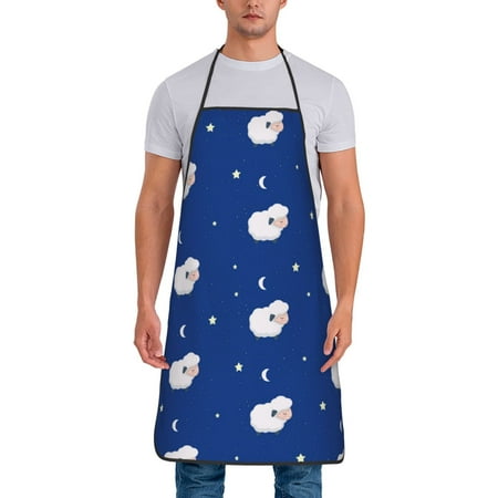 

Junzan Moon Lamb Print Kitchen Cooking Aprons Chef Apron for Men and Women Professional for Cooking Bib Aprons for Kitchen/Crafting/BBQ/Drawing