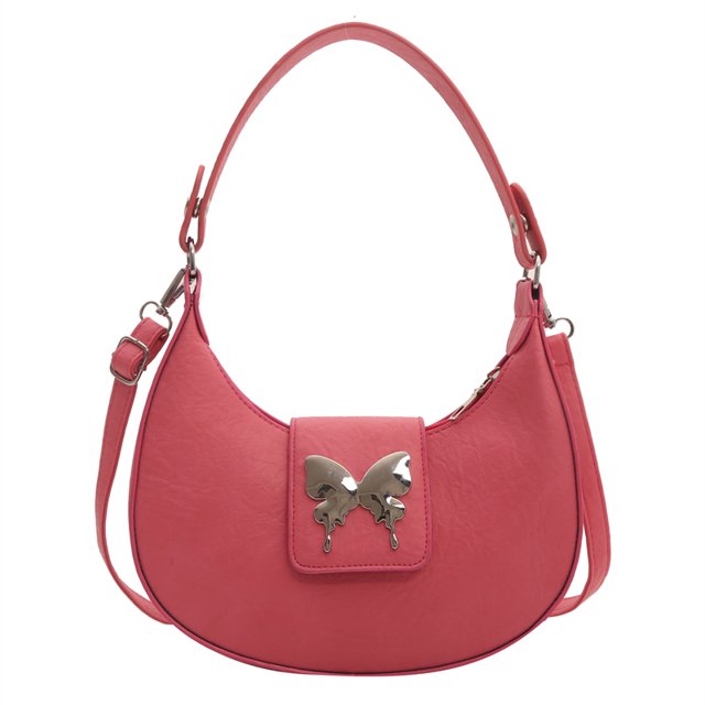 Niche Design Butterfly Underarm Bag PU Leather Half Moon Bag para mujeres y niñas