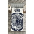 thumbnail image 3 of Ambesonne Compass Quilted Bedspread Set 2 Pcs, Sea Navigation Big Wave, Twin Size, Night Blue White, 3 of 3