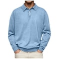 thumbnail image 1 of Camisa informal de manga larga con botones y color liso para hombre: diseño con solapa, material de poliéster, adecuada para el trabajo y la oficina, tallas S-XXXL., 1 of 6