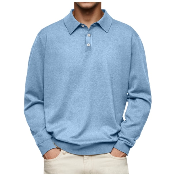 Camisa informal de manga larga con botones y color liso para hombre: diseño con solapa, material de poliéster, adecuada para el trabajo y la oficina, tallas S-XXXL.