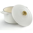 thumbnail image 2 of Crockpot Artisan 6 Quart Enameled Cast Iron Dutch Oven in Matte Linen with Gold Handle, 2 of 7