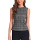 thumbnail image 1 of TOP SIN MANGAS DE TWEED INSPIRADOR CHIC PARA MUJER, CUELLO REDONDO, ESTAMPADO DE CUADROS, CON CREMALLERA EN LA CINTURA Y CIERRE EN LA PARTE TRASERA, TALLA L, NEGRO, 1 of 6