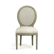 Zentique  Medallion Distressed Olive Green Oak Side Chair, Cane - 21 x 40 x 21 in.