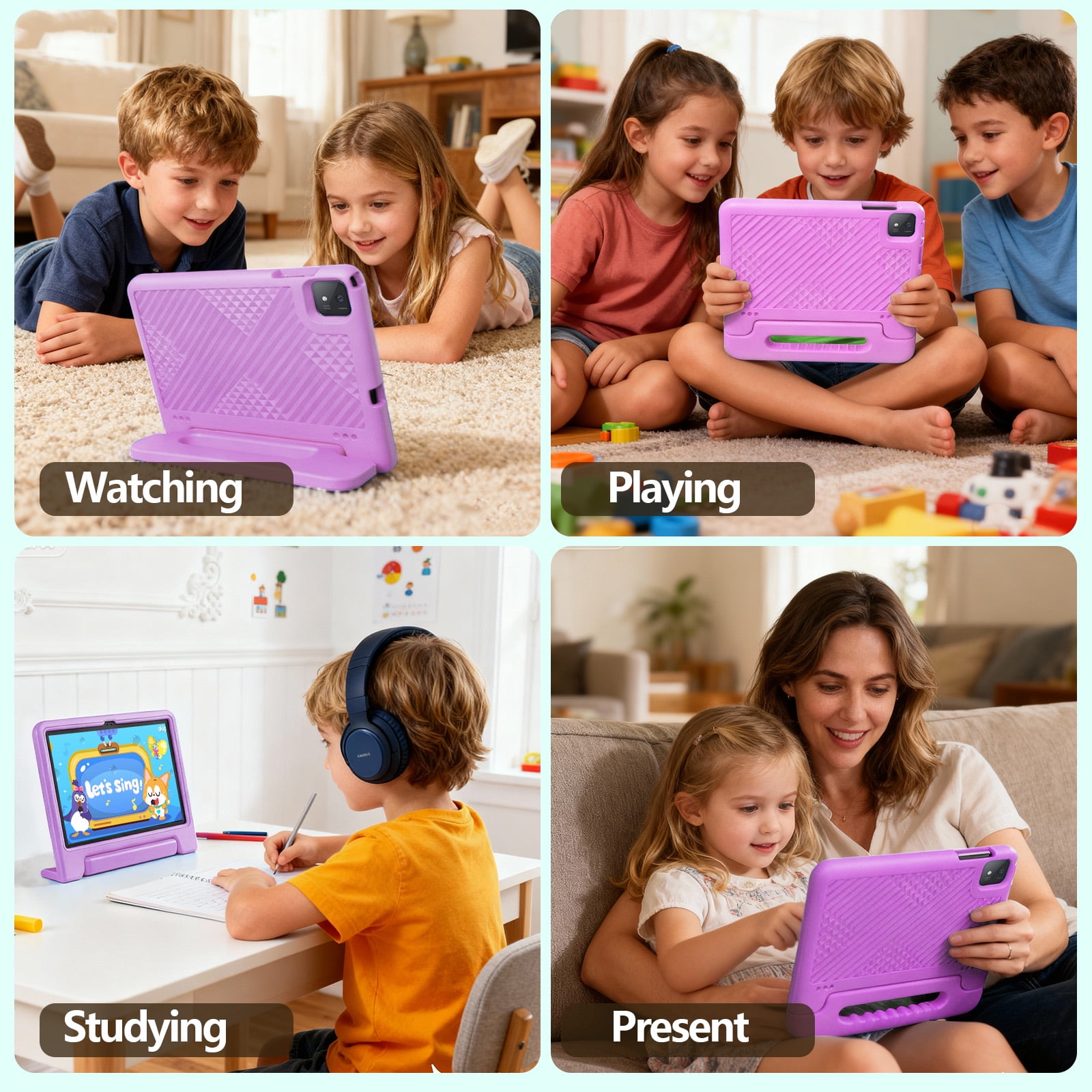 Android 15 Kids Tablet, 11 Inch Tablets with Octa-core CPU, Android Tablet with WiFi 6, Octa-Core, 20GB+128GB/1TB Expandable Parental Control, BT5.0, 360° EVA Case
