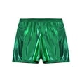 thumbnail image 4 of iEFiEL Womens Metallic Mid Waisted Booty Shorts Shiny Short Pants Festival Rave Party Dance Bottoms Green One Size, 4 of 6