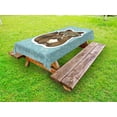 thumbnail image 1 of Cartoon Outdoor Tablecloth, Cute Raccoon Meditating on Blue Meadow Spring Flowers Graphic Art, Decorative Washable Fabric Picnic Table Cloth, 58 X 84 Inches,Turquoise Brown Dark Green, by Ambesonne, 1 of 2