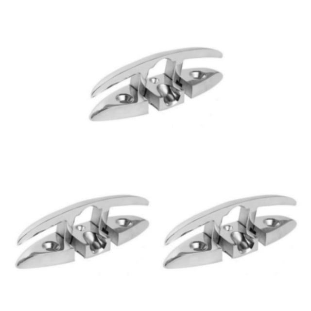 Soidarity Stainless Steel Boat Deck Foldable Cleat Yacht Polished Kayak Glossy Detachable Mirror Cleats 5-inch Pre-drilled Part Type1