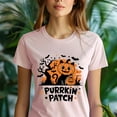 thumbnail image 5 of Purrrkin Patch Cat T-Shirt for Adults, Funny Pumpkin Kitty Graphic Tee, Navy, Size S, 5 of 6