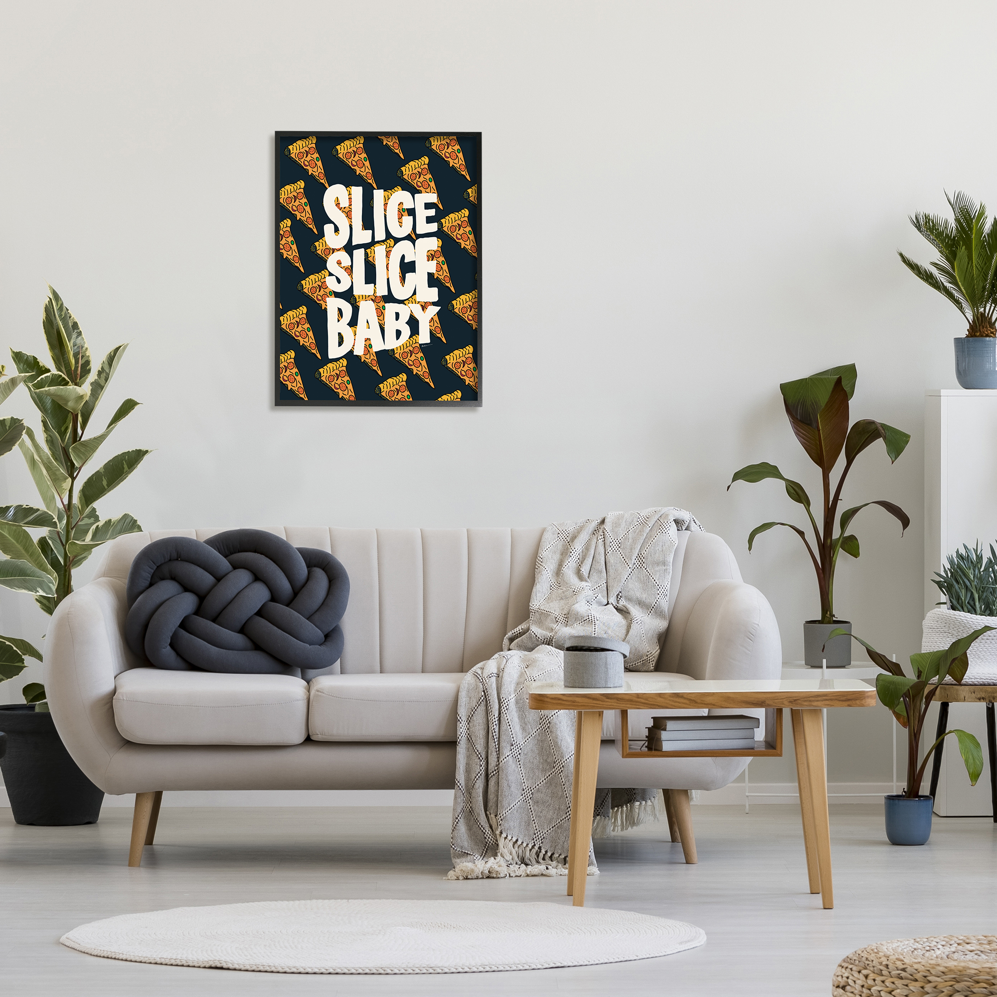 Stupell Industries Pop Pizza Slice Baby Food & Beverage Painting Black Framed Art Print Wall Art, 24 x 30