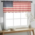 thumbnail image 2 of Red American Flag Valance Curtains for Kitchen/Living Room/Bathroom/Bedroom Window, Rod Pocket Small Topper Half Short Window Curtains Voile Sheer Scarf, Retro USA Flag Watercolor 60"x18", 2 of 8