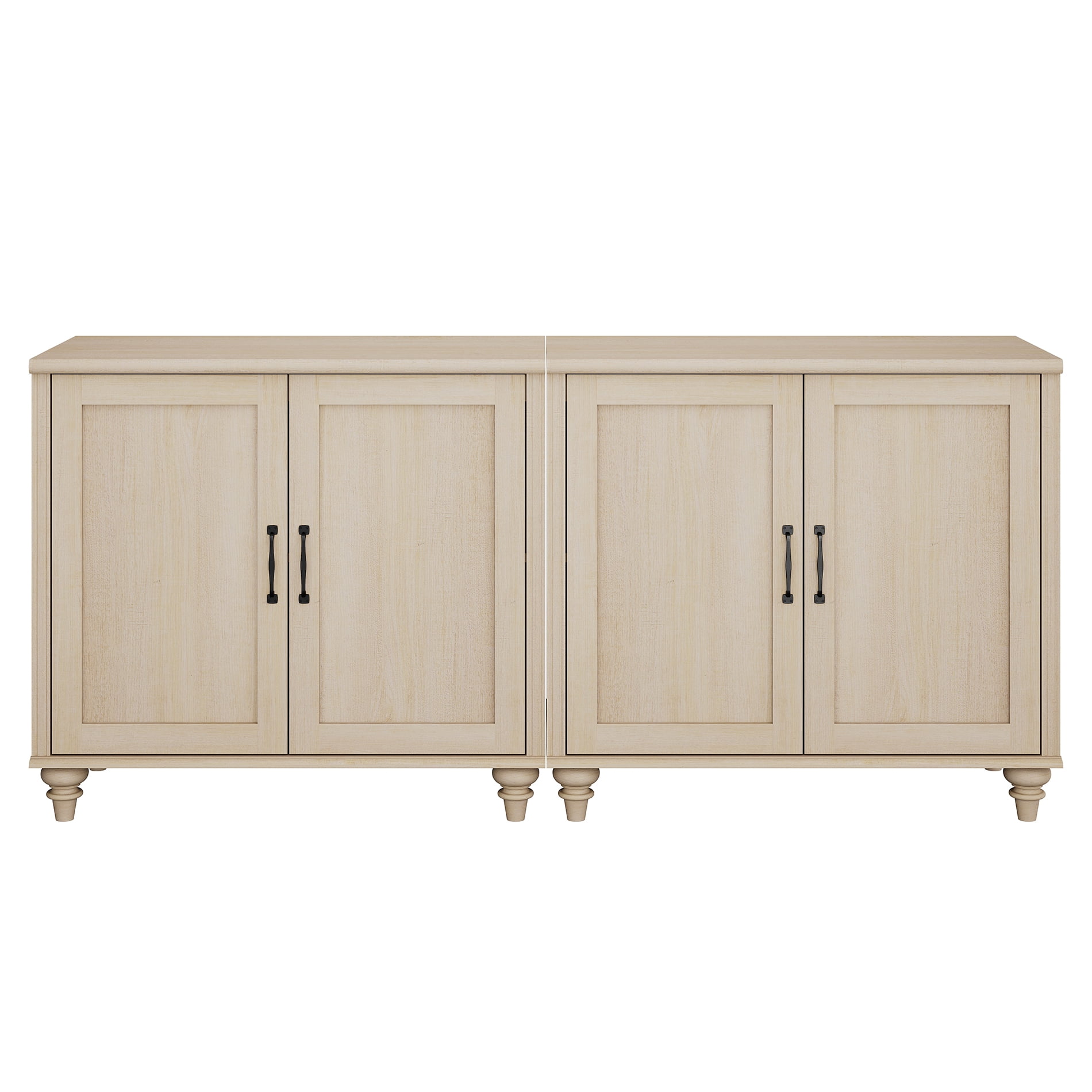 Modern Farmhouse Credenza, 68" Beige Storage Sideboard with Wood Doors