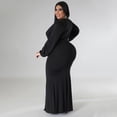 thumbnail image 6 of AURA Women Plus Size V Neck Irregular Dress Long Sleeve Sexy Party Night Dress, 6 of 8