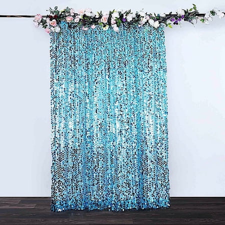 BalsaCircle 8 feet x 8 feet Turquoise Big Payette Sequin Backdrop Curtain Wedding Party Photo Booth Decorations