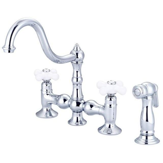Water Creation F5-0010-01-PX Bridge Style Kitchen Faucet - Silver & Chrome