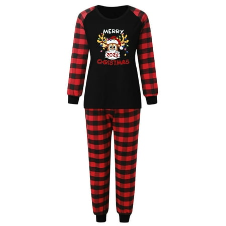 

koaiezne Women Mom Merry Christmas Pajamas Deer Letter Long Sleeve Pajamas PJ s Plaid Family Matching Xmas Sleepwear Loungewear Pants Set Family Feeling Christmas Pajamas Bear Pajamas for Family 3x