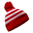 thumbnail image 3 of COUVER Striped Knit Warm Beanie with or without Pom Pom Winter Hats (Red / White), 3 of 8