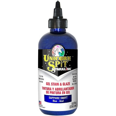 UPC: 0076818006275 | Unicorn Spit Sparkling Wood Gel Stain Paint and Glaze Sapphire Swift Blue 8 fl oz