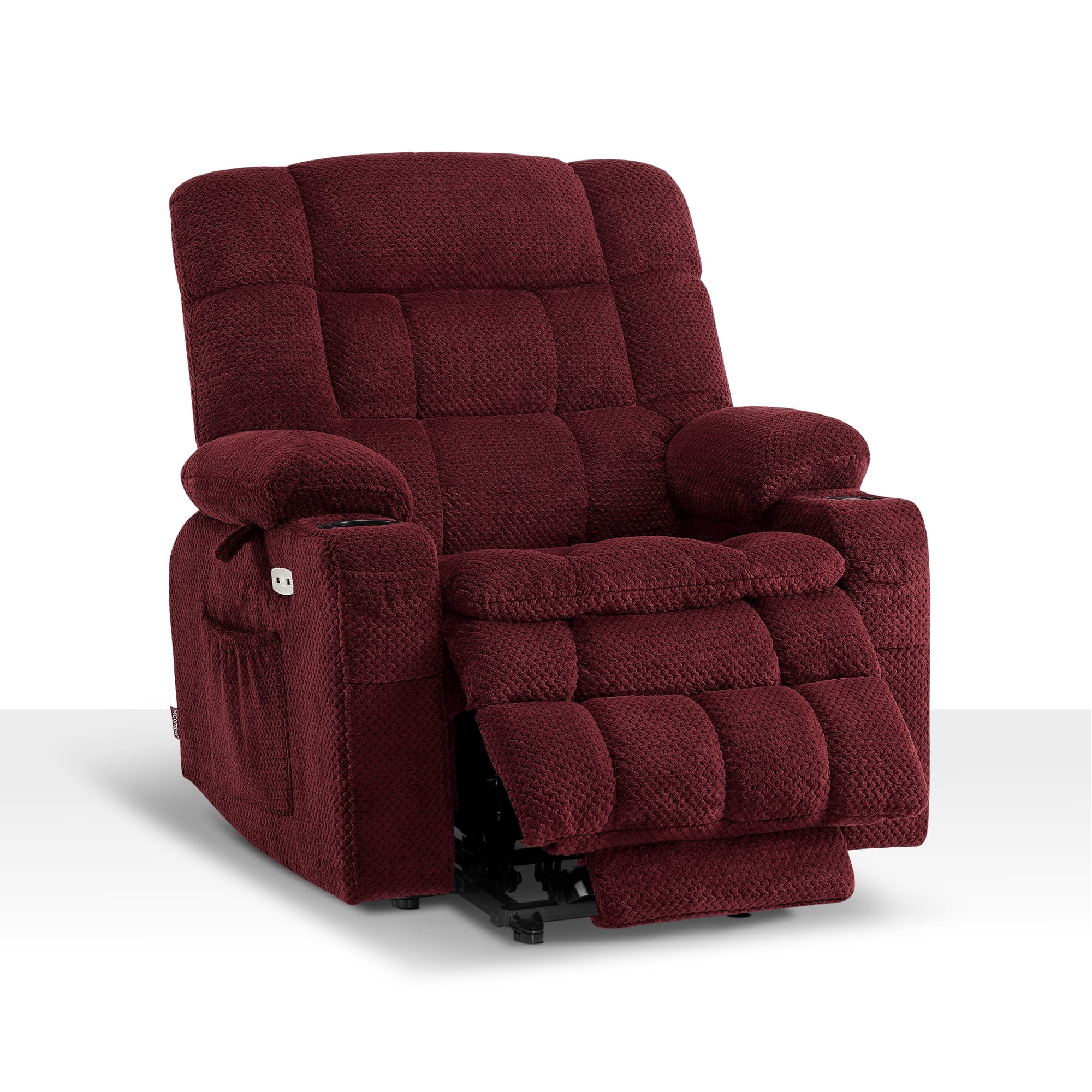 Oversized 27.2" Seat Width Dual Motor Power Recliner Lift Chair with Vibration and Heat for Height 4'6"-5'2", Infinite Position