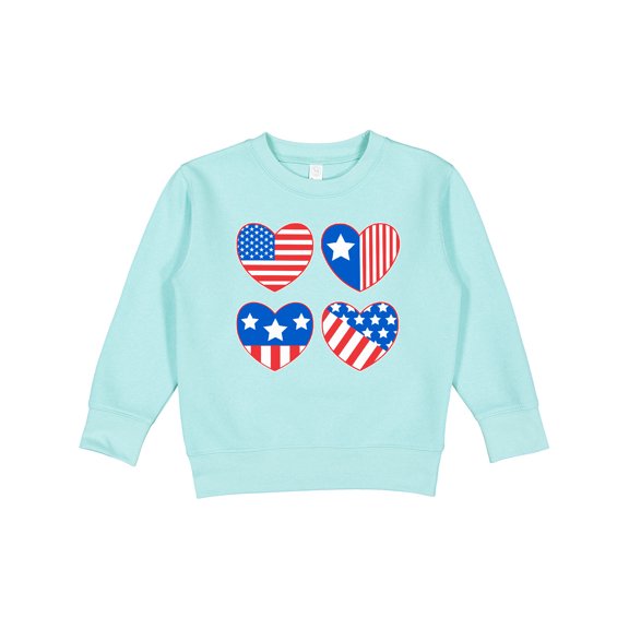 Inktastic Fourth of July American Flag Hearts Toddler Sweatshirt