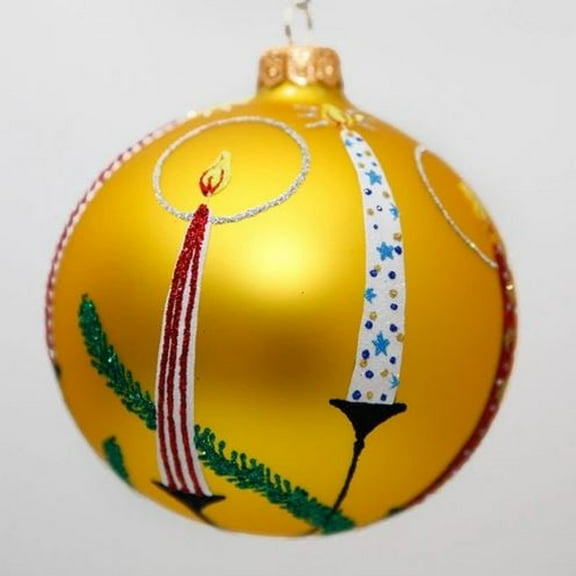 Candle Glow Mid Century High Design Ball Polish Glass Christmas Tree Ornament