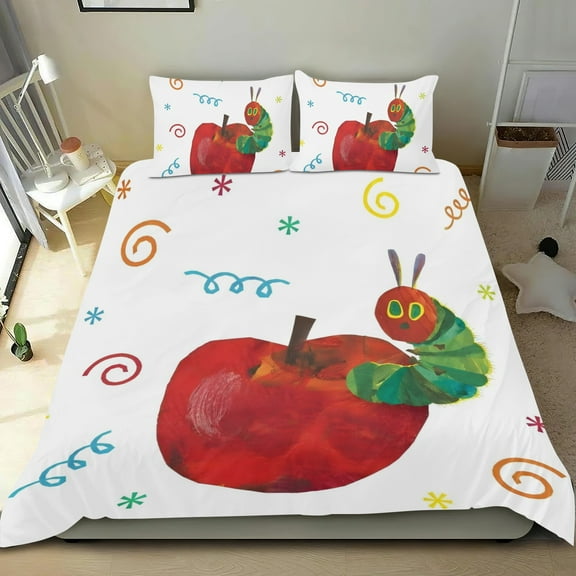 The Very Hungry Caterpella Themed Bed Sheet Set Three Piece Set 53x79 Inches Comfortable And Skin Friendly Unique Design Creating A Star Studded Night