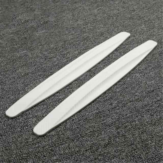 Car Bumper Strip Car Anti Collision Patch 2pcs Car Bumper Strips Anti Collision Waterproof PVC Stylish Color Corner Protection Trim Carbon Fiber White