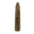thumbnail image 5 of Reky Tall Vase, Rose Cut Floral Patterns, Slim Profile Bronze Ceramic, 5 of 5