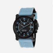 40030-Bb-01-Bblas Sportiva Light Blue And Black Silicone Black Dial Black Ip Steel Case Watch