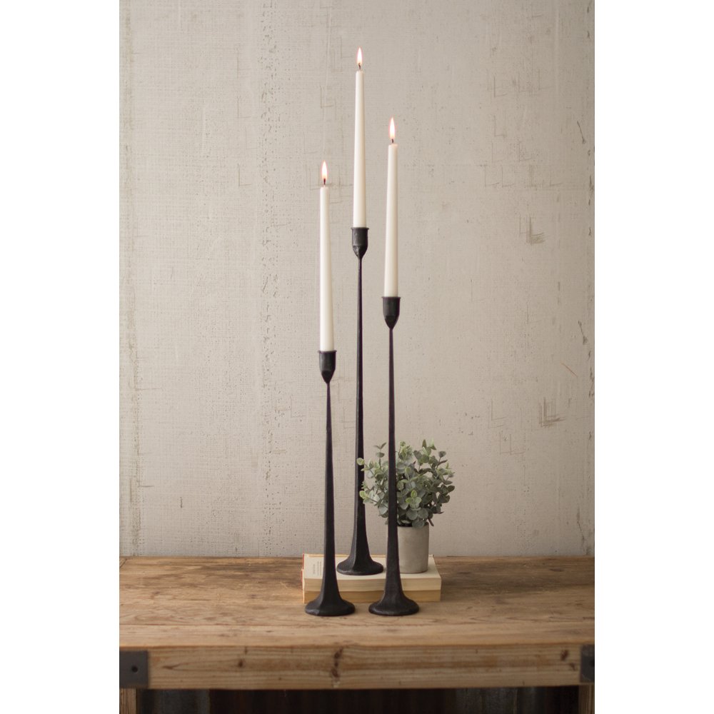 GwG Outlet Tall Cast Iron Taper Set Of Three Candle Holders CBL1020